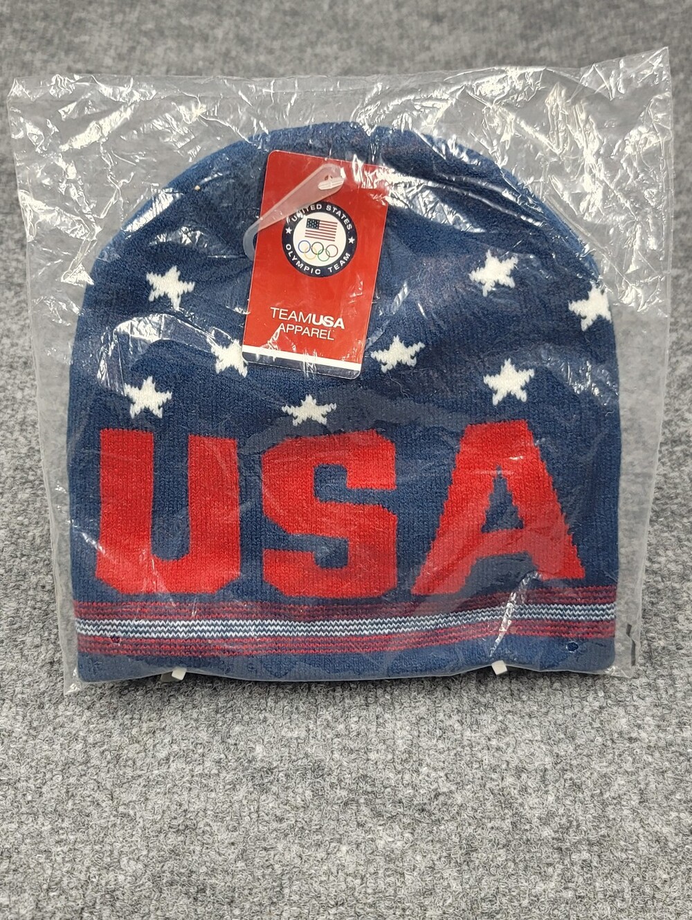 Vintage US Olympics Team Apparel USA Red White Blue Knit Beanie - One Size